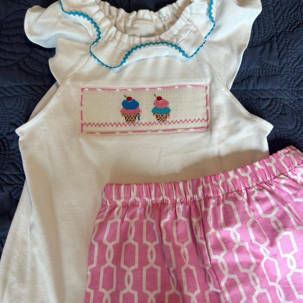 Pink and White Pajama Set with Delicate Pattern
